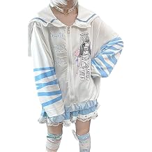 Women's Mine Hoodie, Sailor Collar, Light Blue, Angel Area, Sicky Cute, Subculture Type, Anime Print, Top, Outerwear, Harajuku Style, Korean Fashion, Manga-style, Gal, Stylish, Spring, Autumn,