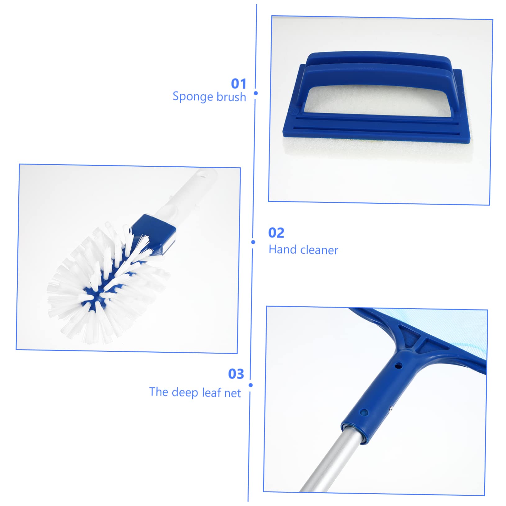 Didiseaon Kit de Skimmer de Piscina 1 Juego Plástico Azul Mango | Red de Malla Delicada, 5 Secciones Desmontables, para Piscina y Spa, Ligero, Filtra Partículas