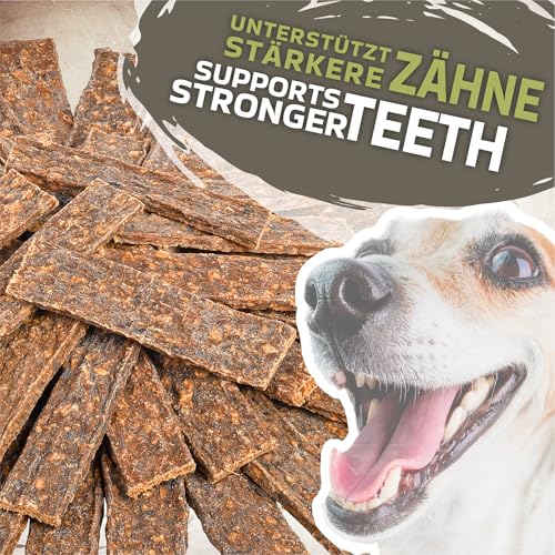 Hirschstreifen für Hunde | 1 kg ca. 52 Stück | Getrockneter Kausnack aus 100% Hirschfleisch | Naturbelassen & fettarm | Hundeleckerli ohne Zusatzstoffe (Kaninchen Trainingsstreifen 1kg)