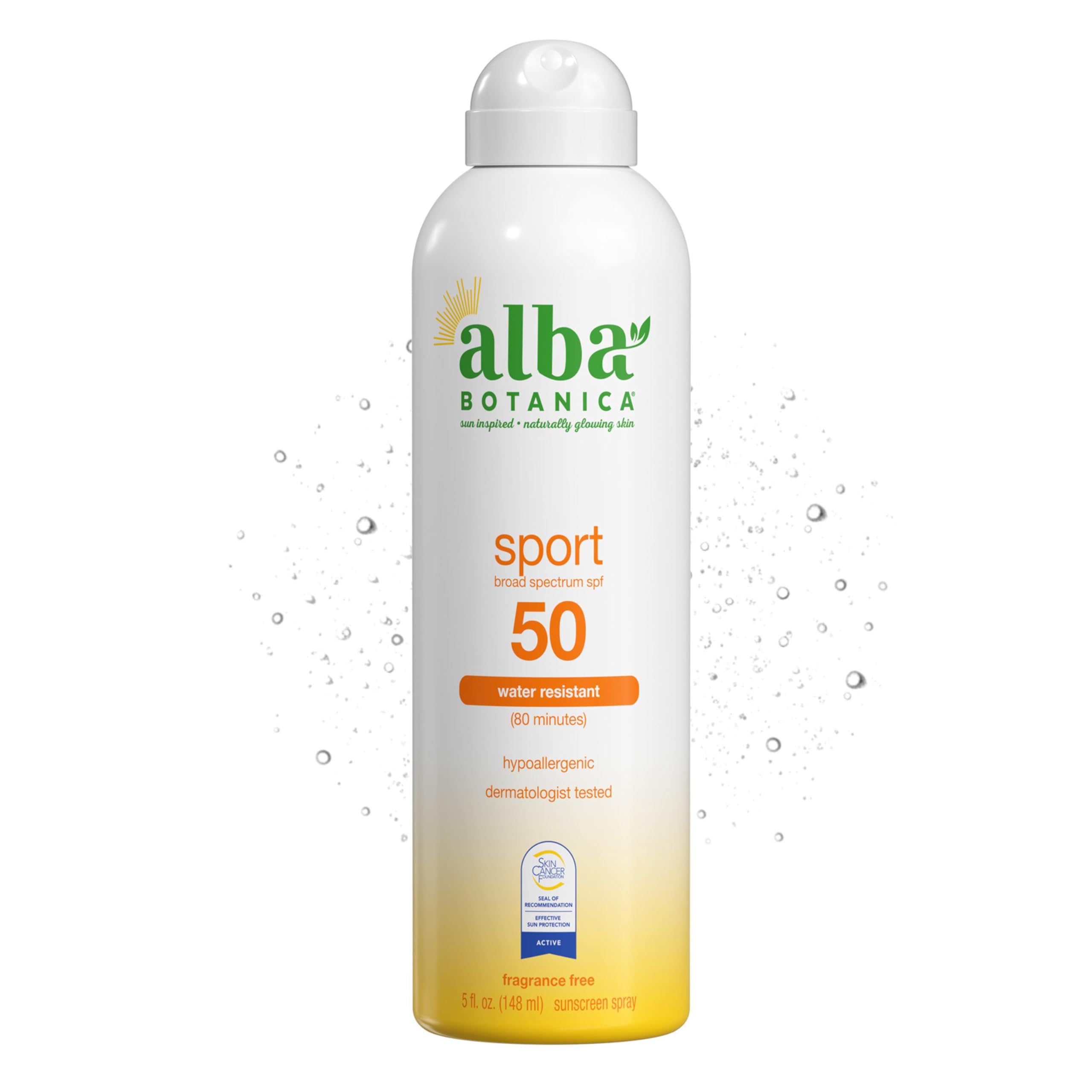 Alba Botanica Sport Sunscreen Spray for Face and Body, SPF 50, 5 fl oz Bottle