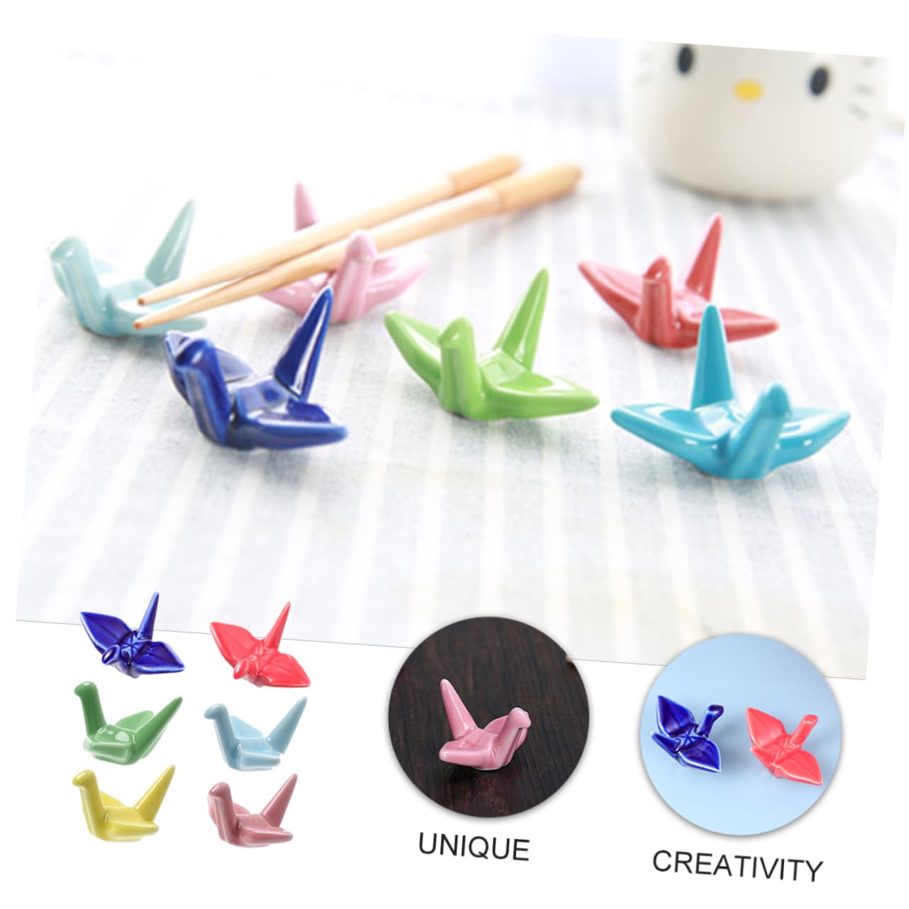 Garneck 12pcs Paper Crane Chopstick Rests Elegant Utensil Holder for Forks Spoons and Knives Unique Design for Home Office Kitchen Cafe and Restaurant Decor