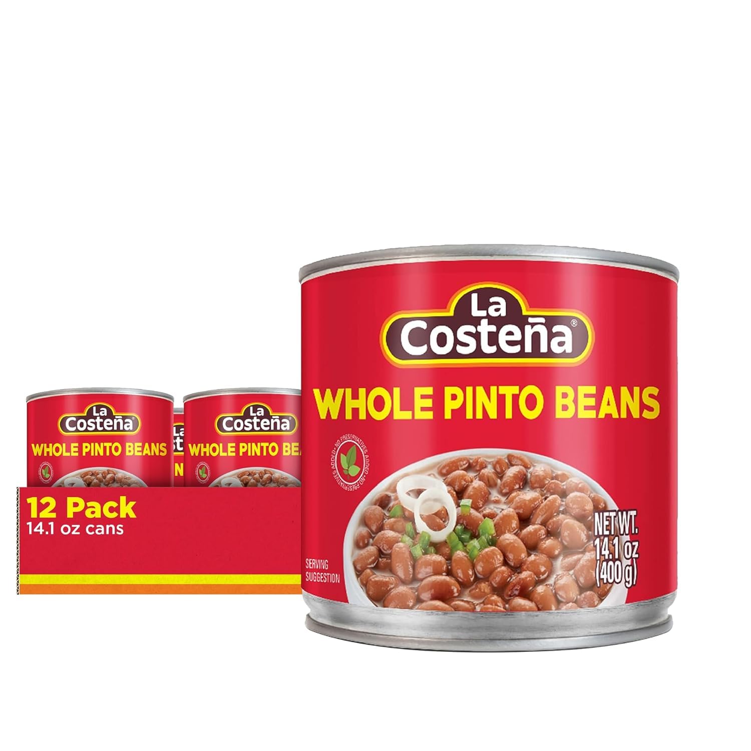 La Costena Bayos Whole Beans 12 x 400g Case/Mexican Cooked Pinto Beans, Tinned Bayos Frijoles, Canned Beans Wholesale (Pack of 12)