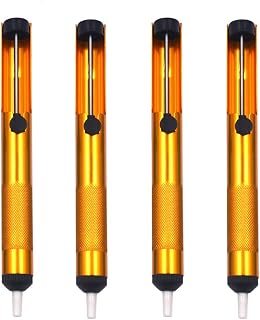 LampVPath Pack of 4 Aluminum Alloy Solder Sucker Desoldering Pumps - Powerful One-Handed Vacuum Tool for PCB Repair