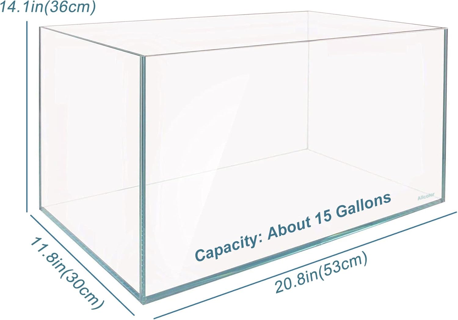 Ultra Clear Rimless Aquarium Tank 2-22 gallons Low Iron Glass (15Gal)
