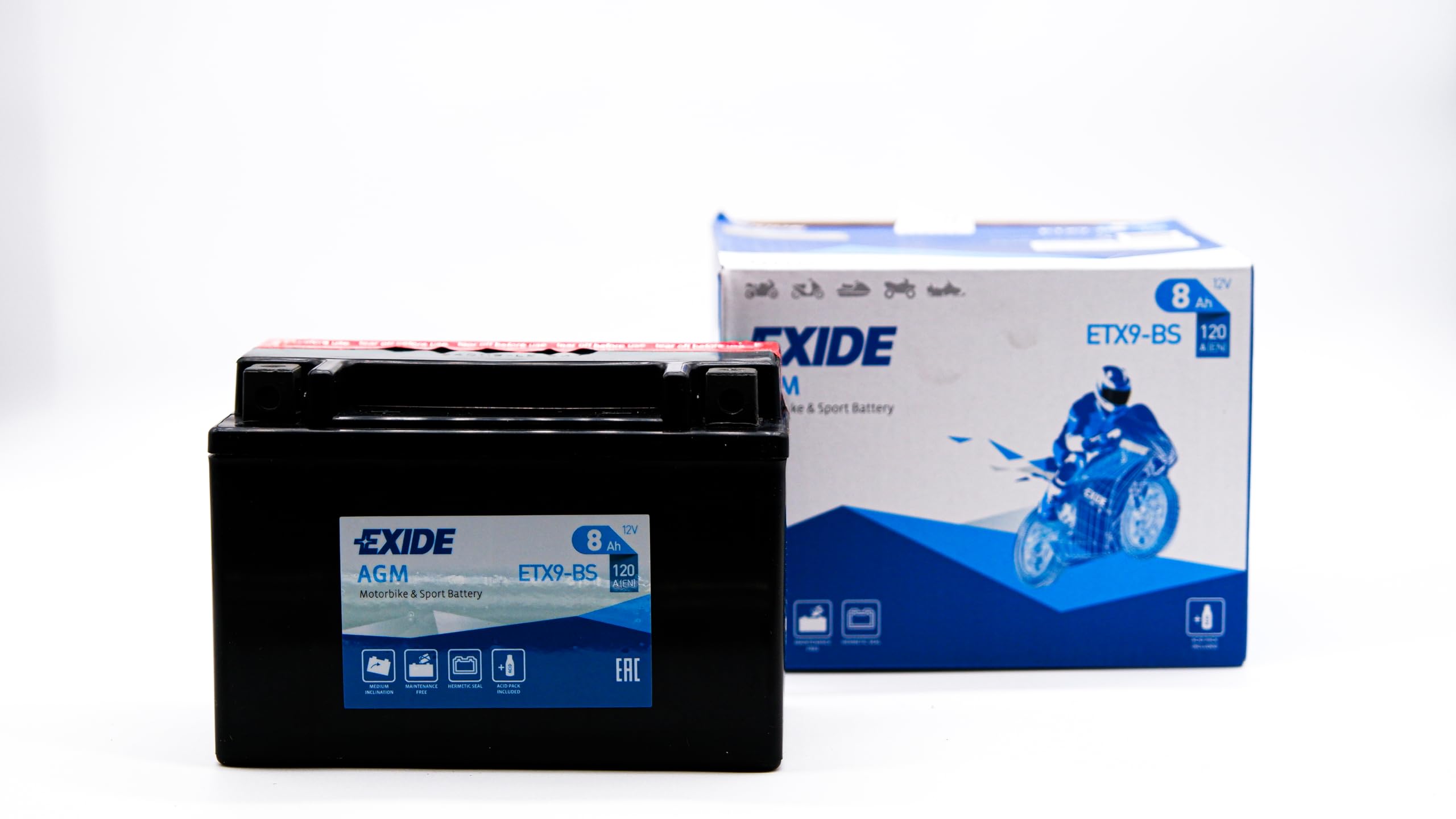EXIDE BIKE ETX9-BS BATTERA Sigillata AGM MC (Dry) = YTX9-BS