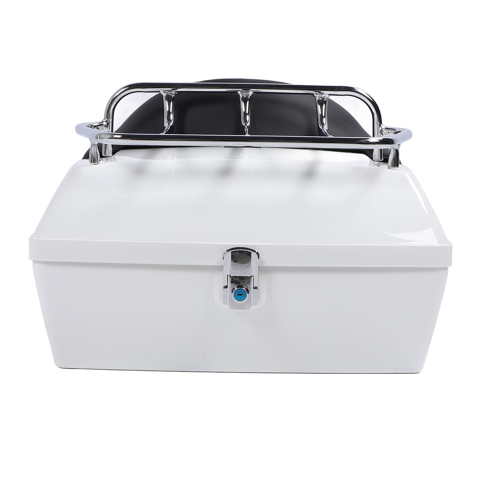 Bauletto Posteriore per Moto Baule Universale Resistente All'acqua da 48 Litri per Caschi Bagagli in Plastica ABS Design Durevole (WHITE)
