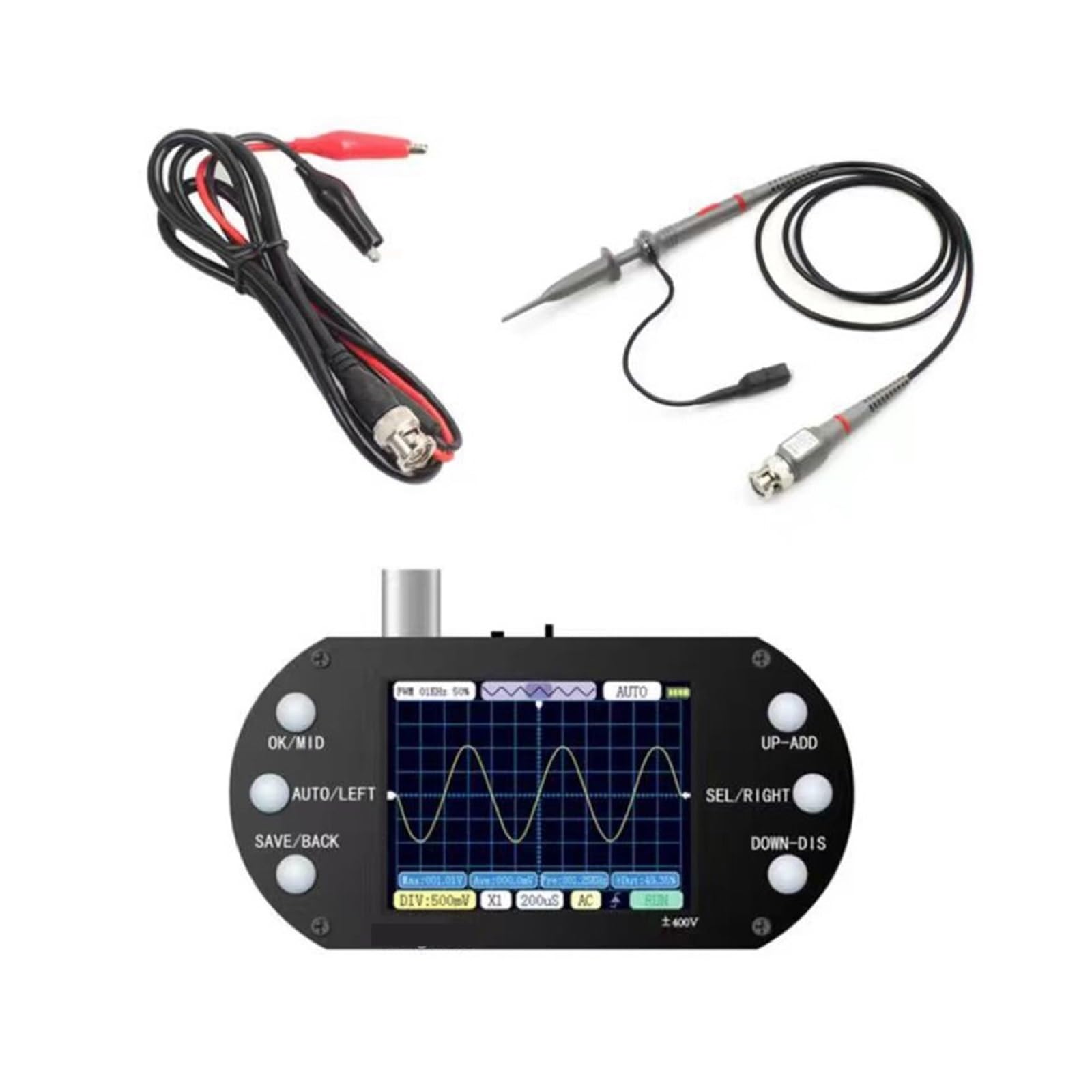 Oscyloskop, Oscyloskop cyfrowy 2.5Mhz częstotliwość próbkowania 200Khz obsługa pasma 80Khz PWM 2.4 calowy ekran do naprawy elektronicznej DIY(StyleB)