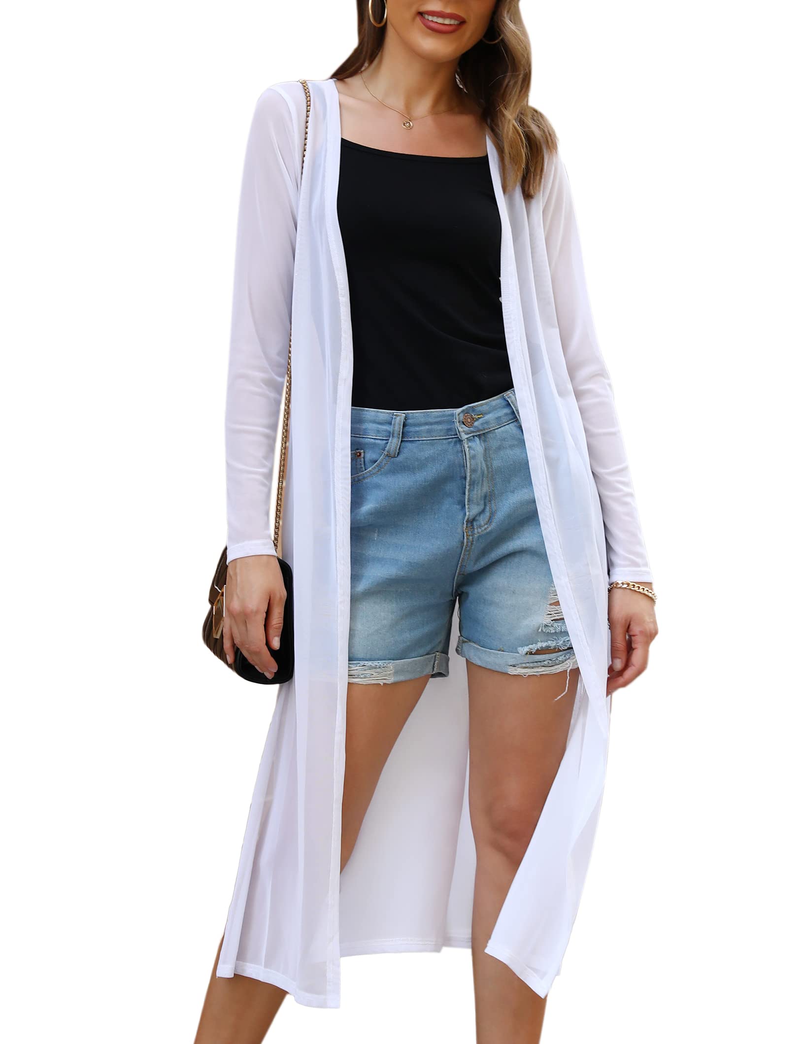 Gyabnw Cardigan Mujer Verano Largo, Abierta Frente Chaqueta Punto Mujer Gasa Ligero, Rebecas Largas