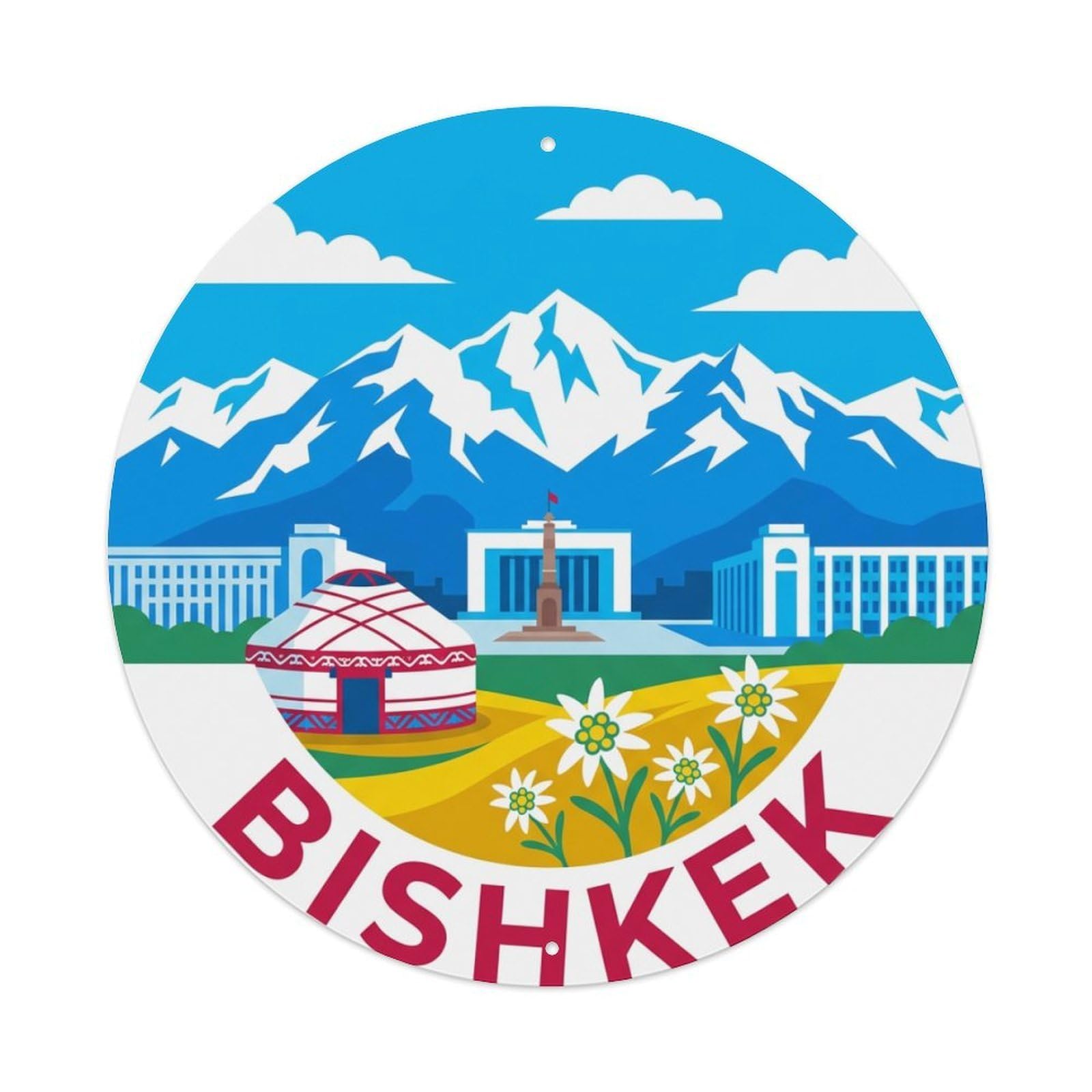 Vintage Travel Kyrgyzstan Bishkek Metal Tin Sign