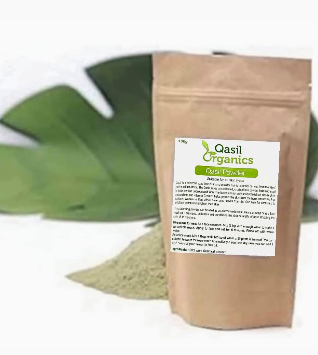 Qasil Organics 100 Pure Qasil Leaf Powder 100 SoapFree Natural Cleanser which Doubles as a