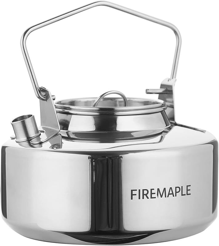 Antarcti Camping Kettle Stainless Steel Camp Tea Pot, 1L | Fast Heat Conduction, Self-standing & Self-locking Handle, Open-Fire Safe, Food Grade Stainless Steel, 1L, 295g