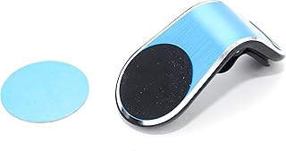 حامل موبايل مغناطيس يثبت على فتحة التهوية للسيارة قابل للتعديل بزاوية 360 درجة بتوافق شامل للموبايل، لون أزرق