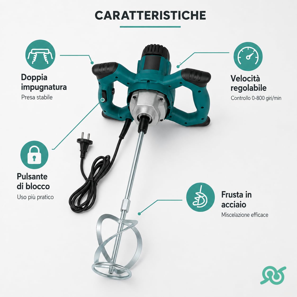 TEMPO DI SALDI Miscelatore Elettrico 2200W Max circa 80 cm - Malta e Colla