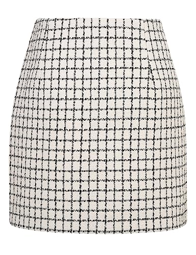 Image of IDEALSANXUN Womens High Waist Plaid Skirt Bodycon Pencil Wool Mini Skirts