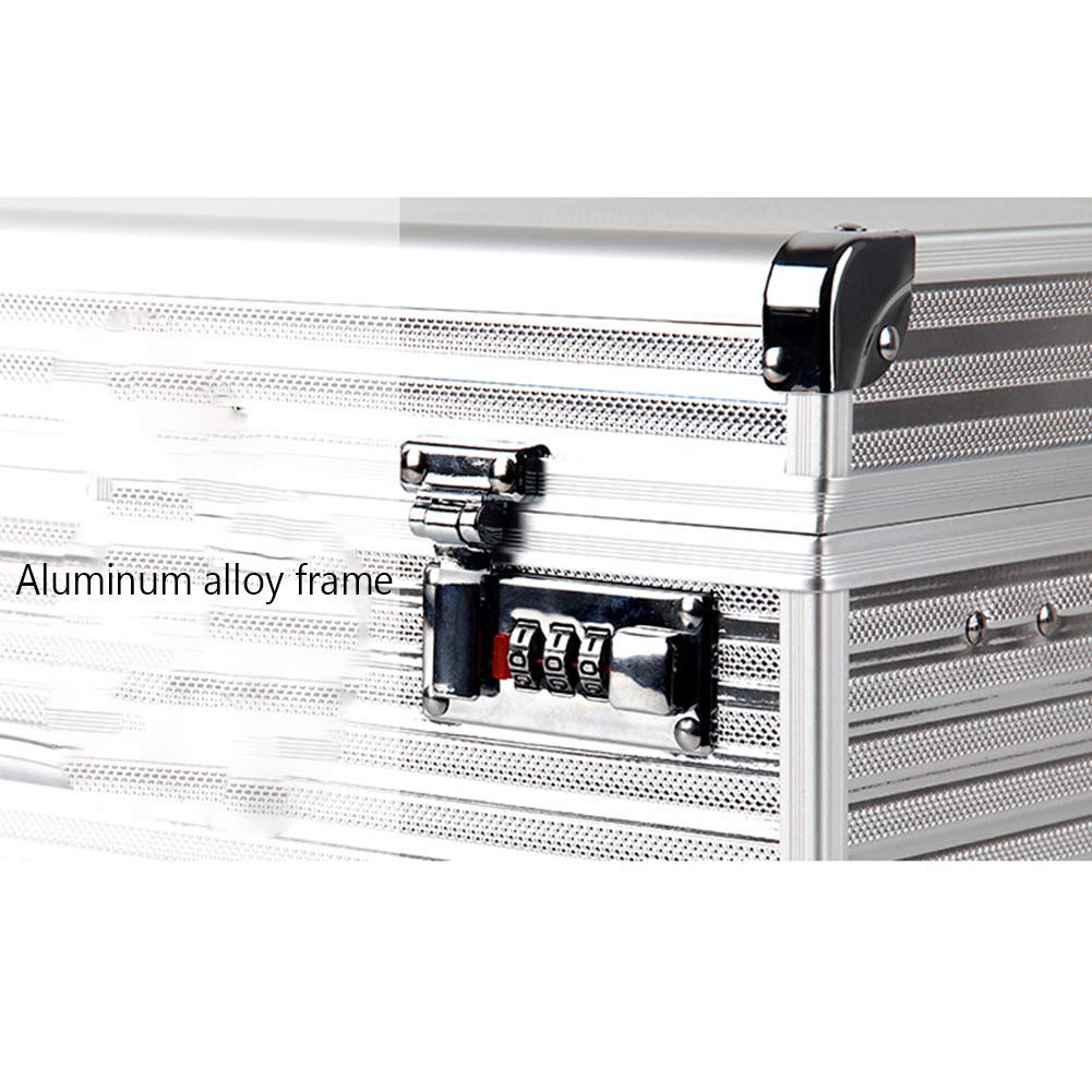 Barber Toolbox Clipper walizka do przechowywania aluminiowa walizka lotnicza skrzynka narzędziowa organizer na narzędzia zamykane pudełko do przechowywania, 2 zamki szyfrowe, srebrna, 38 x 28