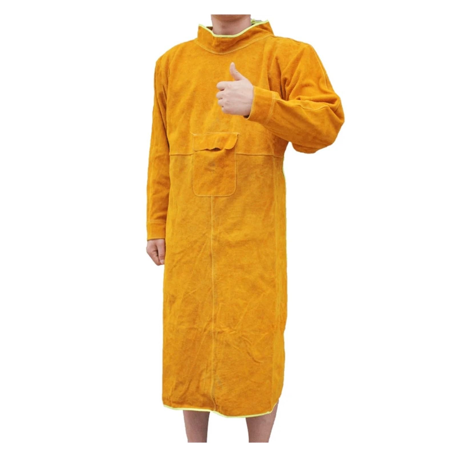 Grembiule da lavoro in pelle bovina di 3 dimensioni Saldatura con maniche Indumenti protettivi Termoresistente al fuoco Saldatori Abbigliamento saldatura(105CM)