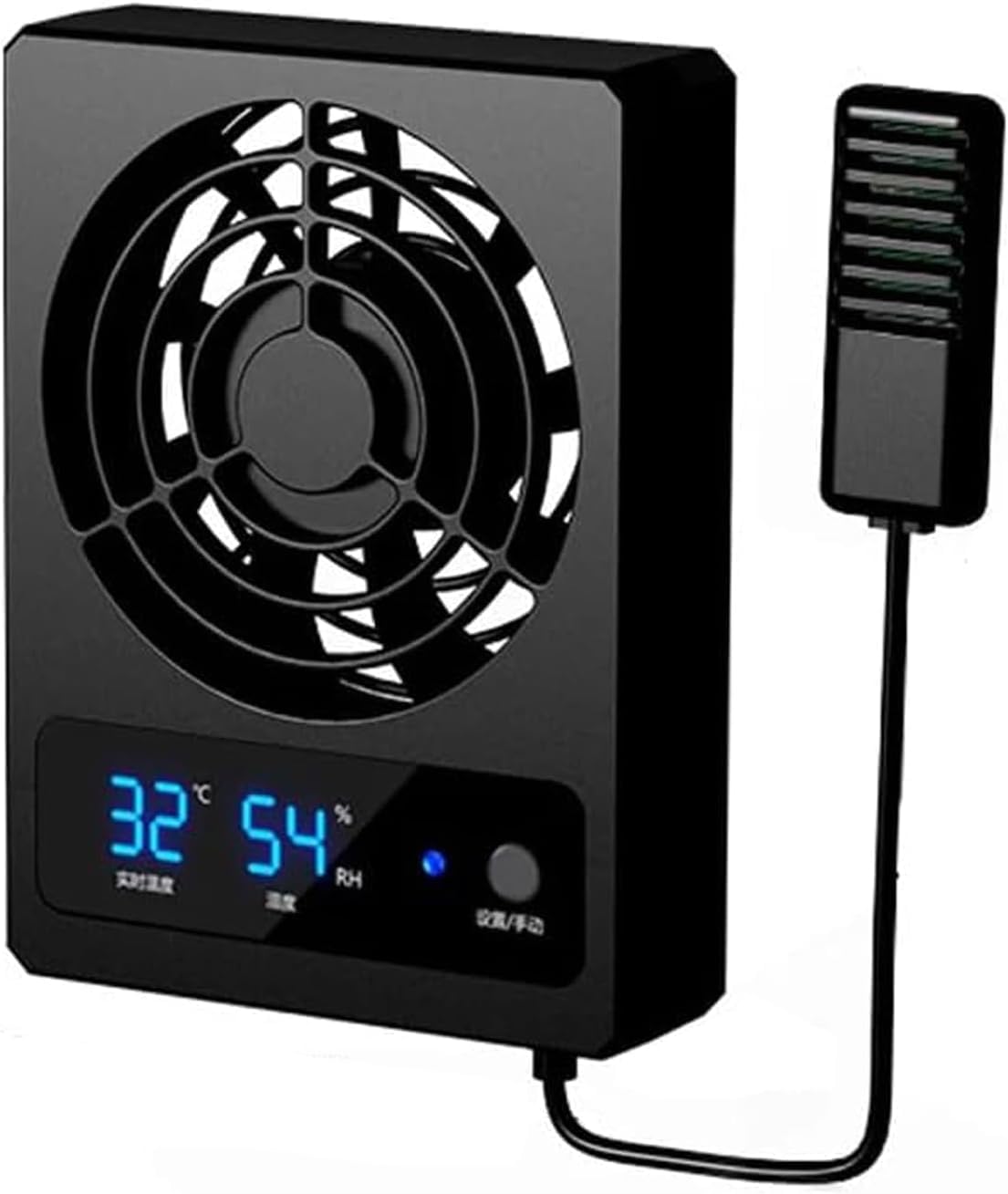 Digital Display Intelligent Control Ventilation Fan Reptile Rainforest Tank Thermometer and Hygrometer