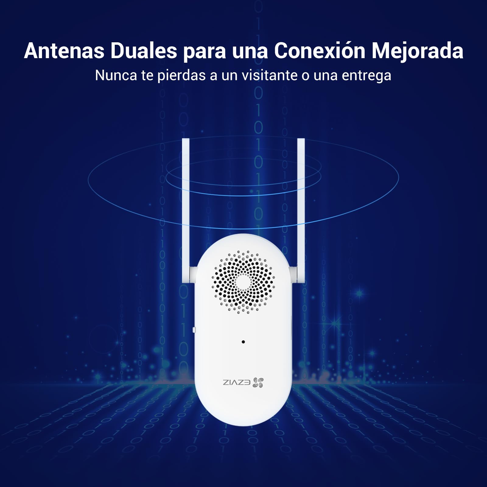 EZVIZ CH1 Chime WiFi Inteligente Timbre de Puerta, Timbre Interior Extra Compatible con Timbre con Vídeo EP3x Pro, Sirena Incorporada, Volumen Ajustable hasta 72dB, Antena Dual, Instalación Enchufable
