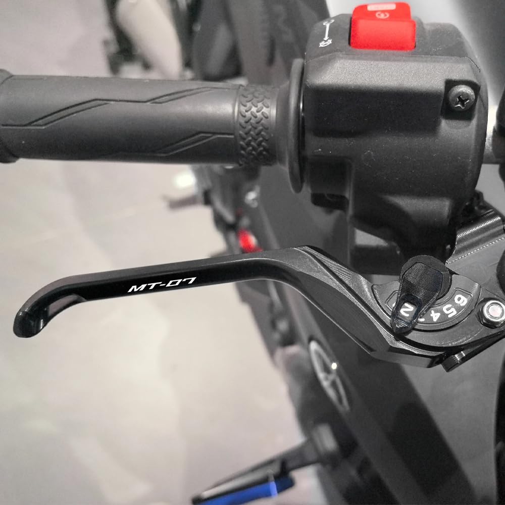 Per Yamaha MT07 MT-07 MT 07 FZ07 2014-2026 CNC Maniglie integrate per moto, a risparmio energetico, regolabili per freno e frizione (Nero)