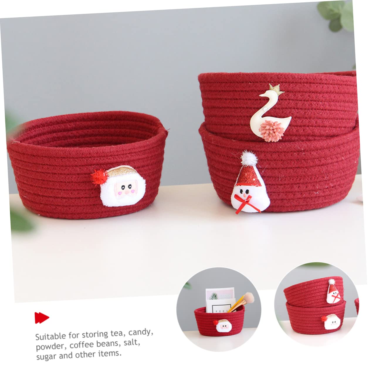 PRETYZOOM 5 Piezas Caja de almacenaje cestas de de Navidad Cesta de vacía cestas almacenaje cestas de Almacenamiento viveros organizadores y Almacenamiento pequeña Cesta Tejida