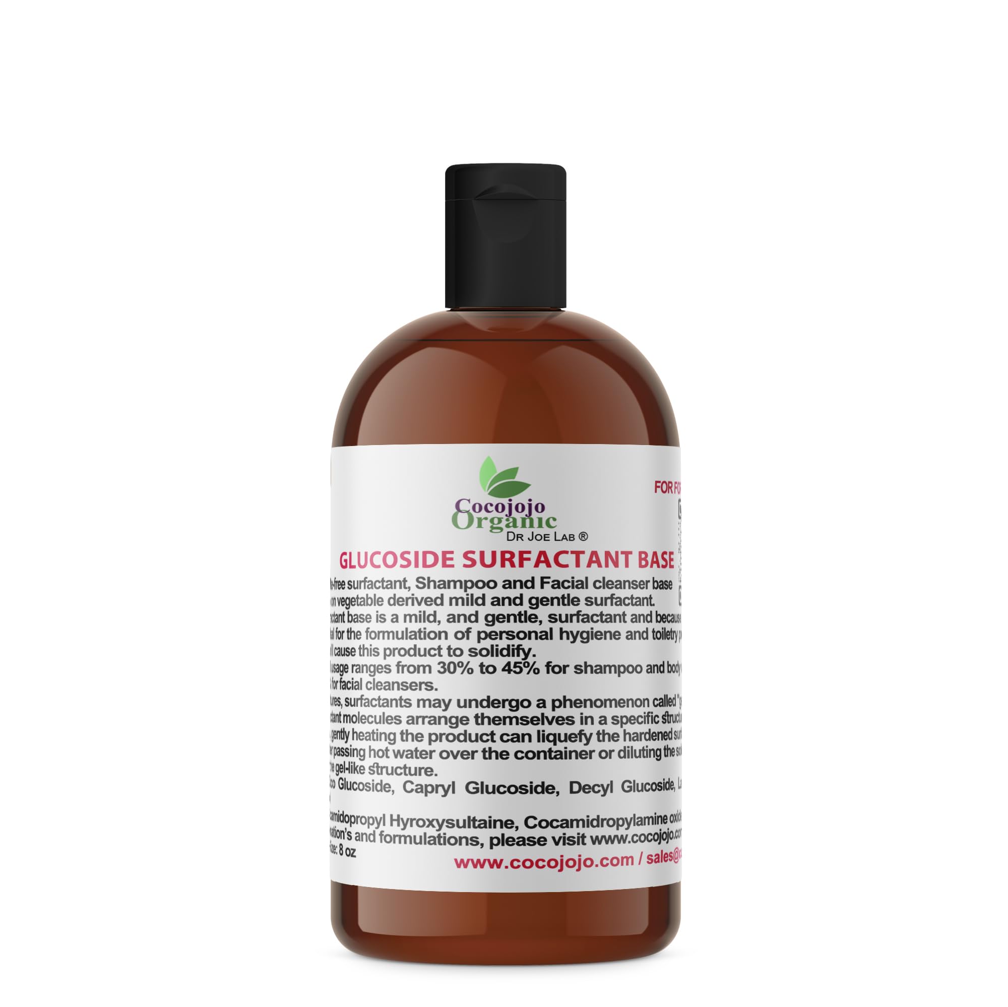 Glucoside Surfactant Base - Plant Derived in One Natural Gentle Mild Rich Foaming Cleanser - Lauryl Decyl Coco Capryl Caprylyl Cosmetic Liquid Hand Soap Body Wash - 8 Oz