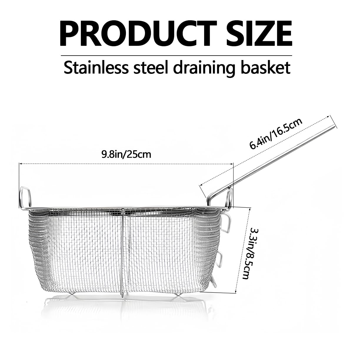 Cesta de acero inoxidable para freír, malla de alambre redonda para freír patatas fritas, cesta multifuncional plegable con asas plegables para cocina, freír pastas y espaguetis