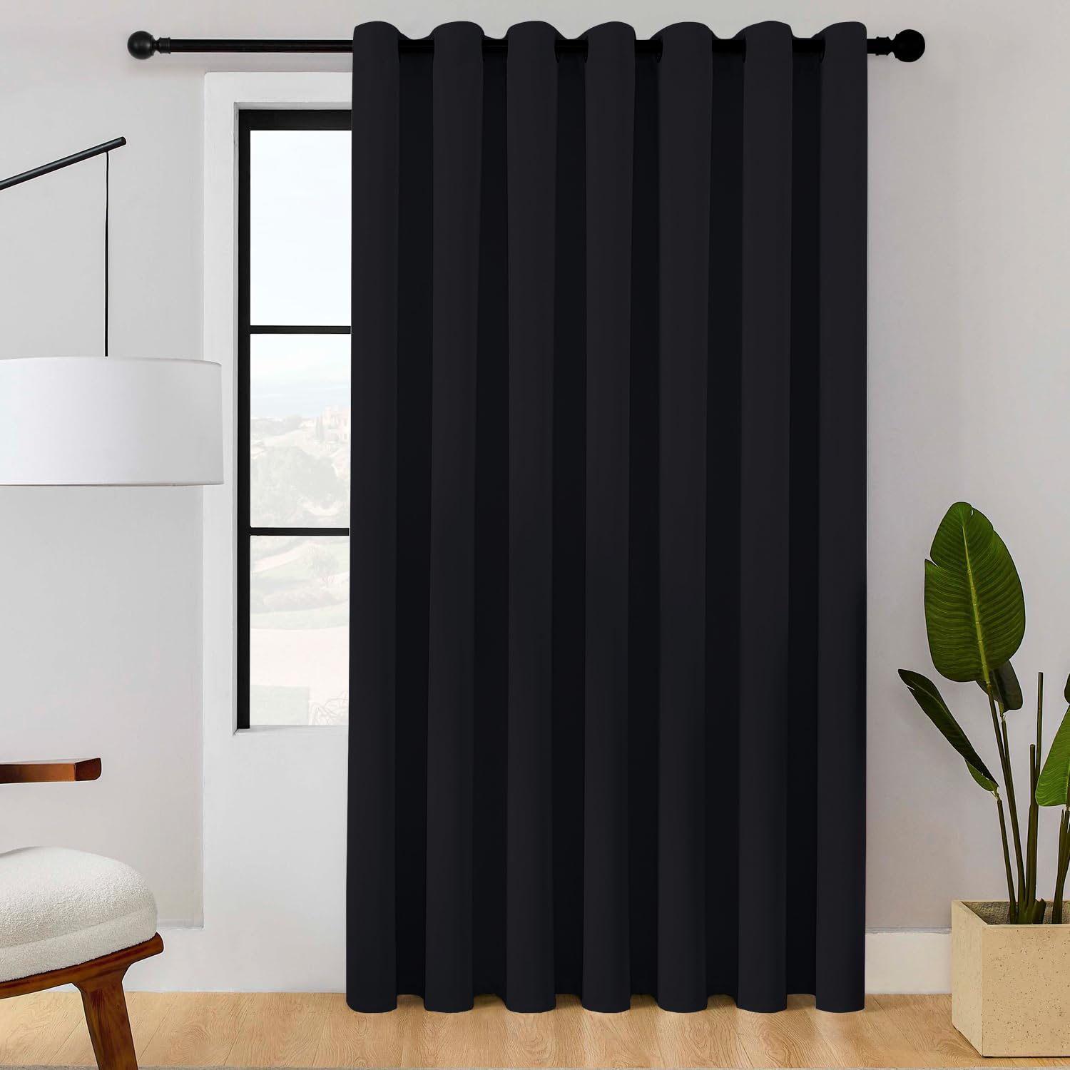 ChrisDowa Room Divider Curtain 108 Inches Long, Wide Blackout Sliding Door Curtain for Bedroom, Room Darkening Privacy Window Curtain for Patio Door (