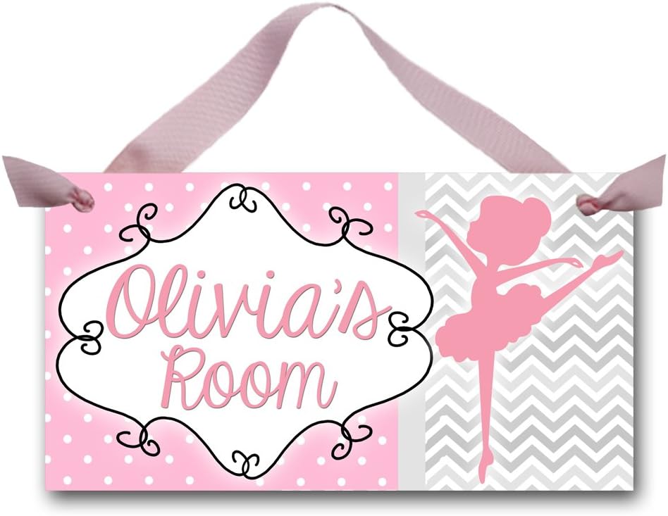 Dancing Ballerina Ballet Dance Girls DOOR SIGN Bedroom and Baby Nursery Kids Bedroom Wall Art Personalized Door Sign Name Plaque DS0145