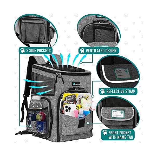 PetAmi-Pet-Carrier-Backpack-for-Small-Cats-Dogs-Puppies-Airline-Approved-Ventilated-4-Way-Entry-Safety-and-Soft-Cushion-Back-Support-Collapsible-for-Travel-Hiking-Outdoor-Heather-Gray PetAmi Pet Carrier Backpack - Travel in Style with Your Small Pet