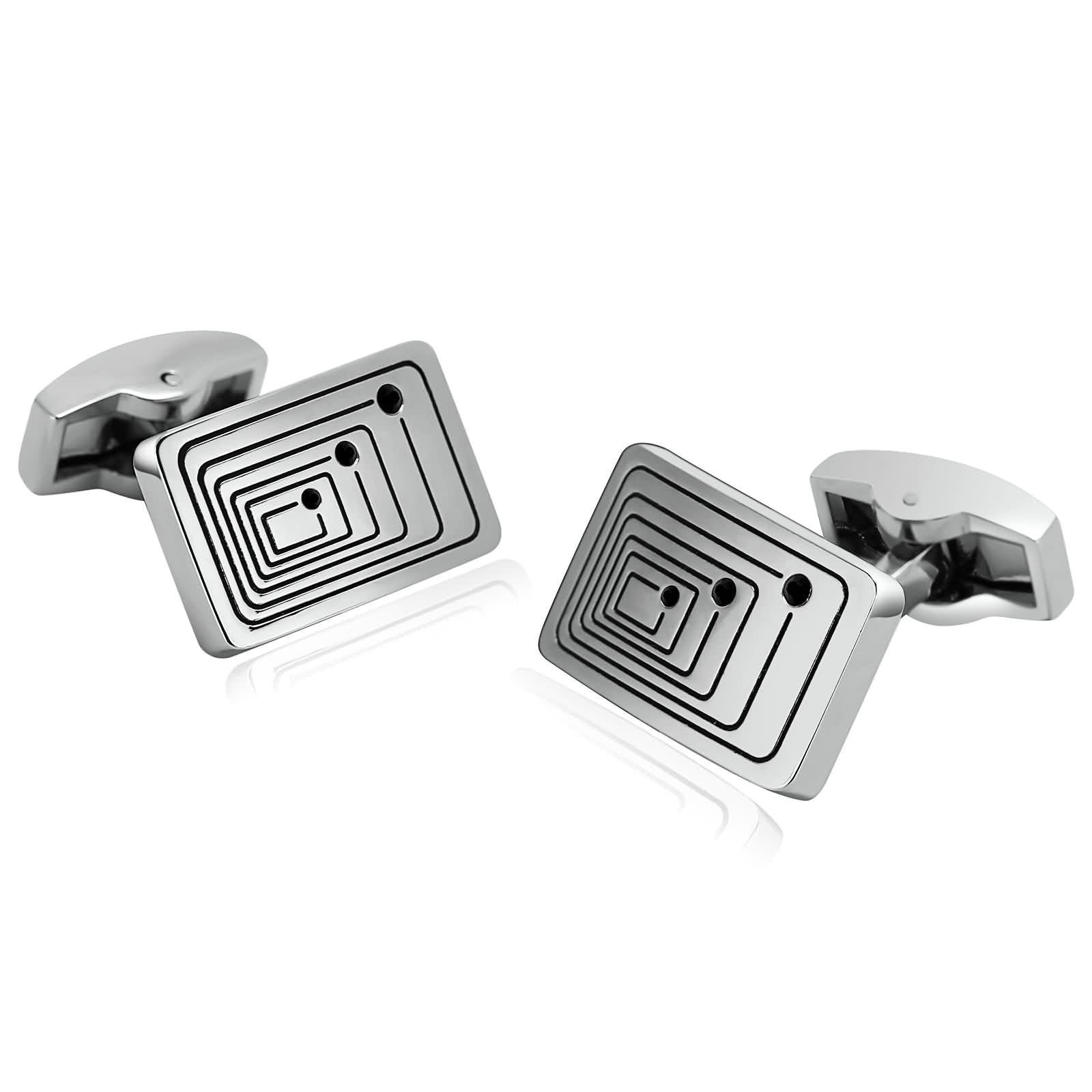 Gemelos para novio y papá de cristal rectangular con circonita 6
