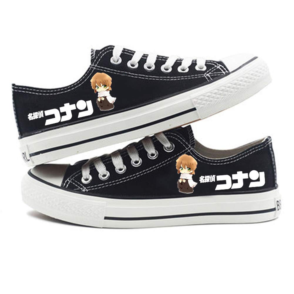 Unisex Canvas Shoes Detective Conan Anime Casual Lace Up Low Top Flat Sports Trainers Lightweight Sneakers