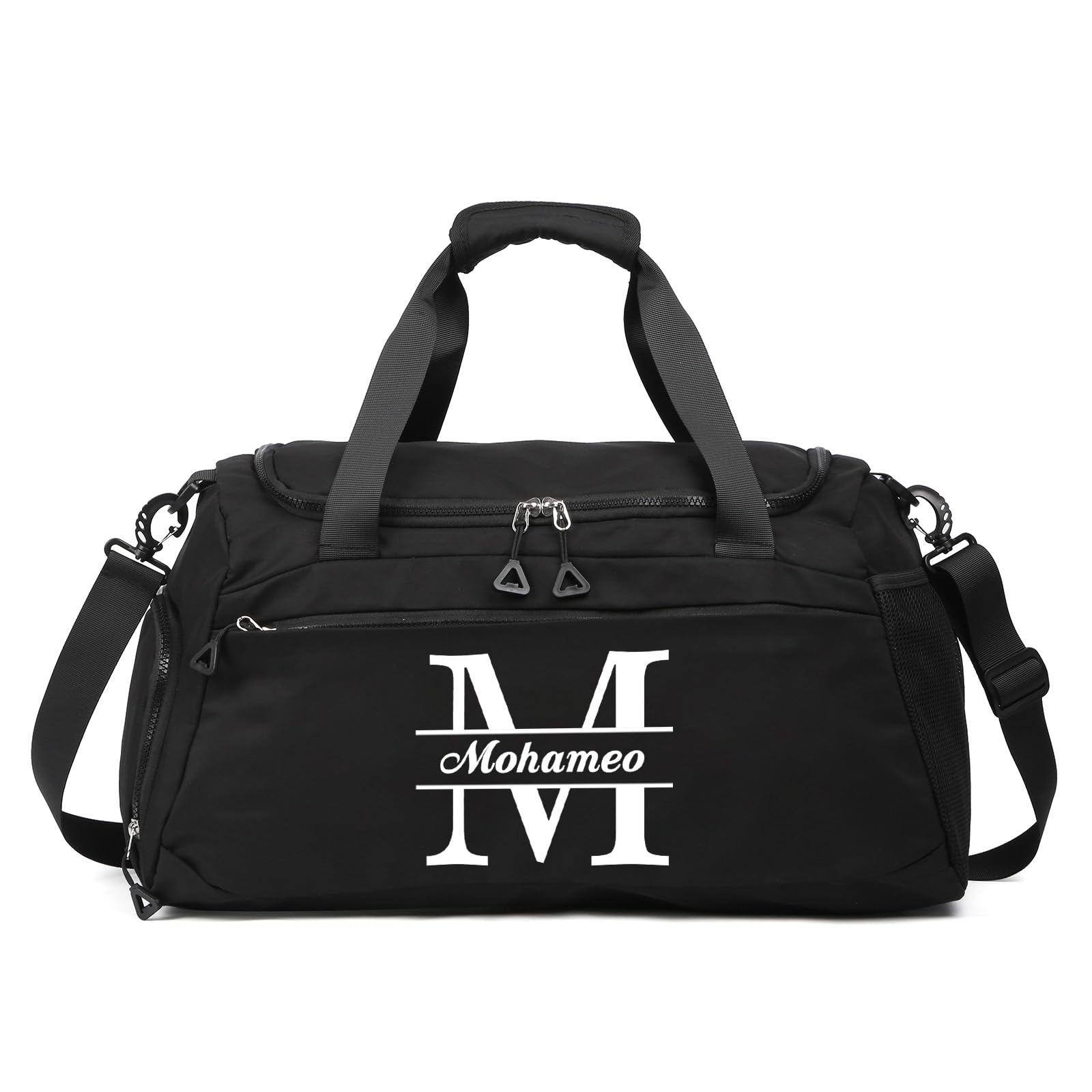 Personalized Travel Duffel Bag with Name - Custom Letter Oxford Cloth Gym Bag with Shoes & Wet Pockets Sport Bag Weekender Overnight Bag for Traveling