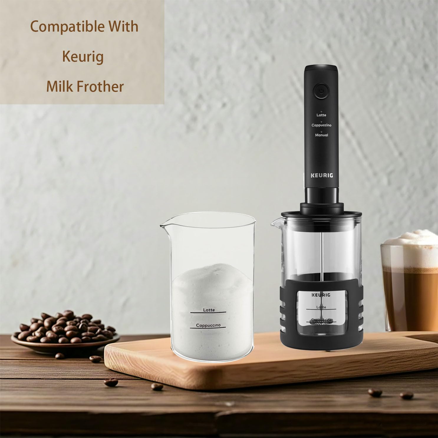 Vaso de vidrio de repuesto, compatible con el espumador de leche Keurig SimpleCafé
