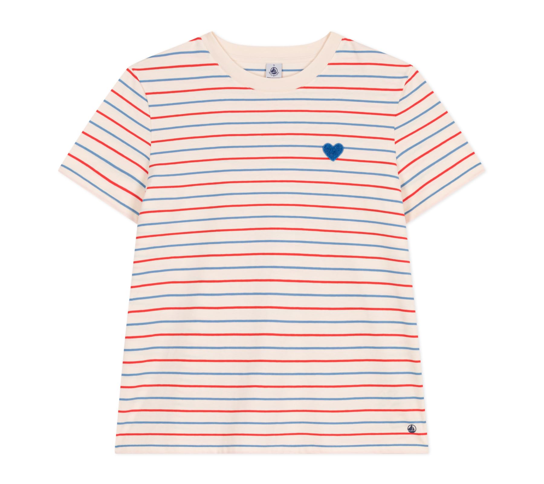 Petit Bateau Women’s A0csh Short Sleeve T-Shirt, Ecru/Multicolor, XXS