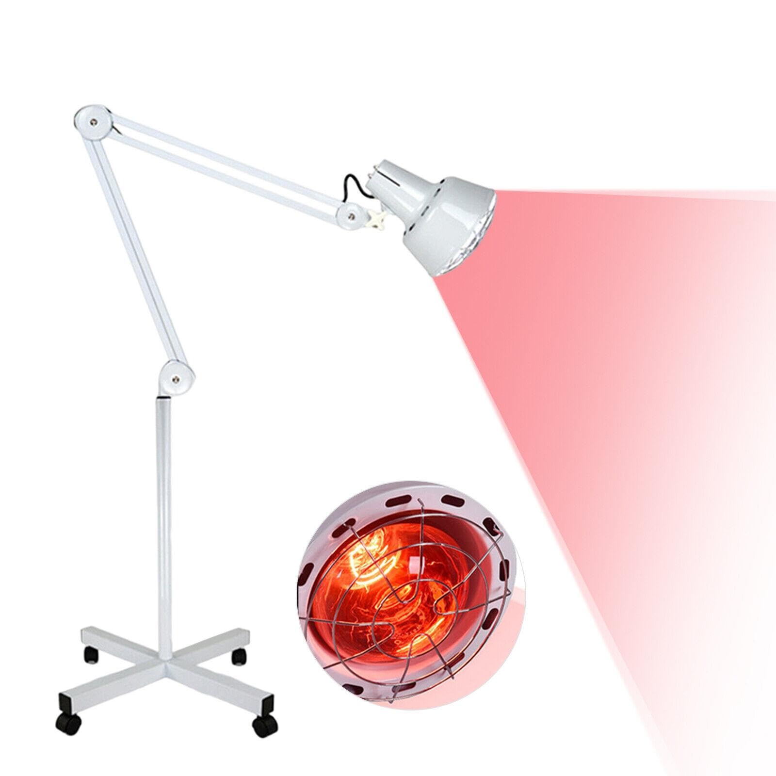Lampada a infrarossi, lampada a luce rossa, grande lampada di riscaldamento, faretto a luce rossa, lampada a irradiazione posteriore con supporto a 4 ruote, 275 W.