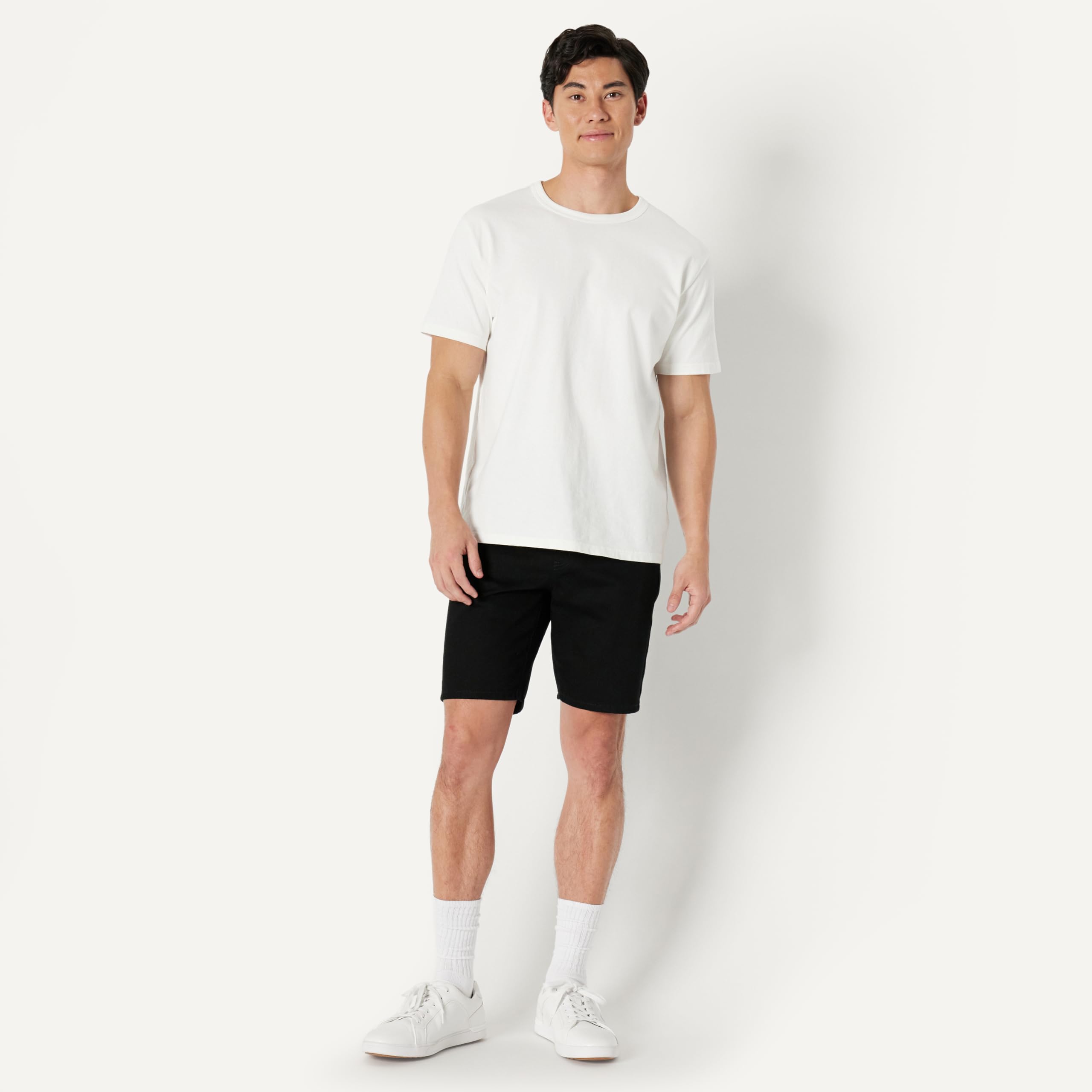 Amazon Essentials Homme Short en Denim Extensible Épais à Coupe Droite, 22,9cm