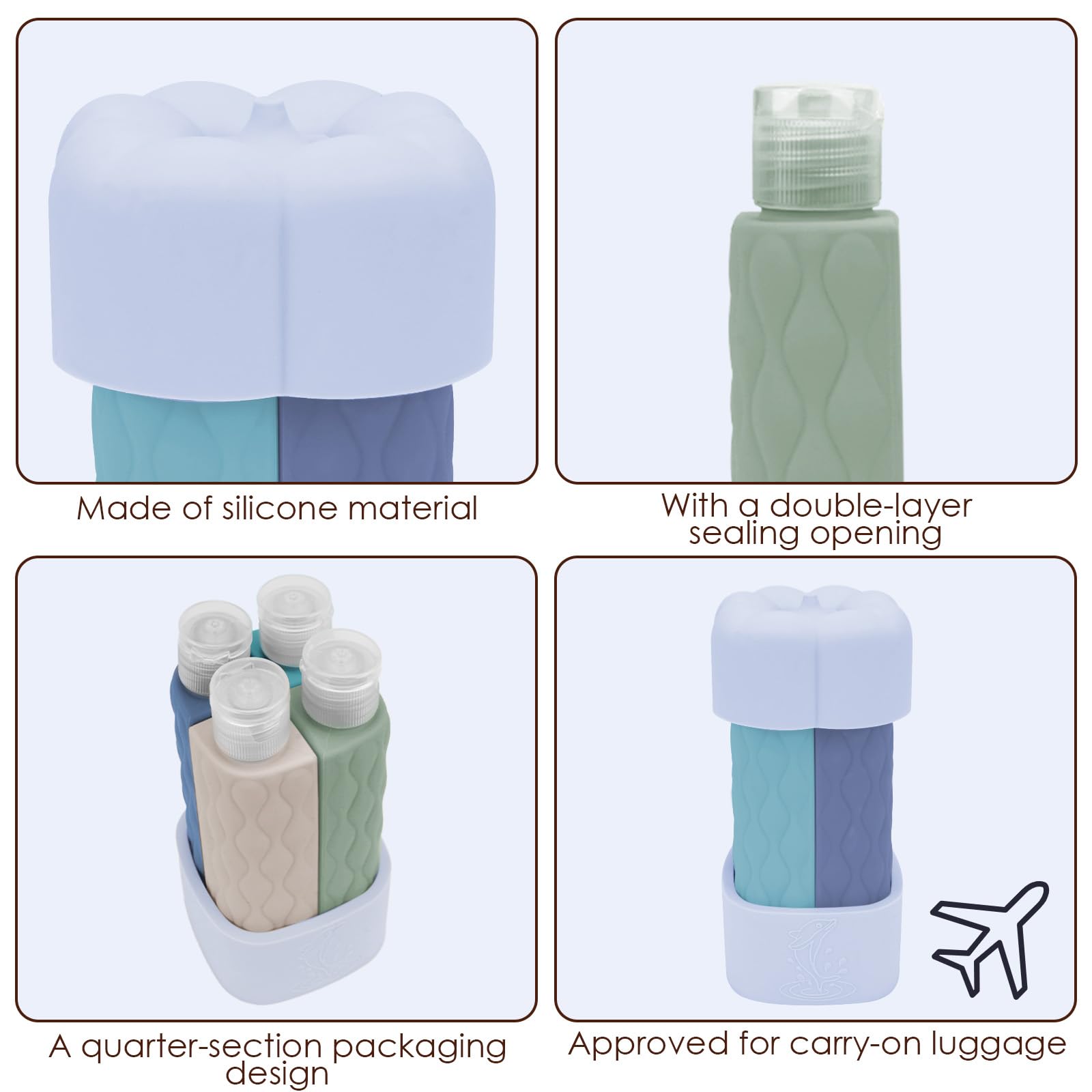 ReignSword 4 in 1 Travel Bottles for Toiletries TSA Approved Silicone Travel Containers - Image 3