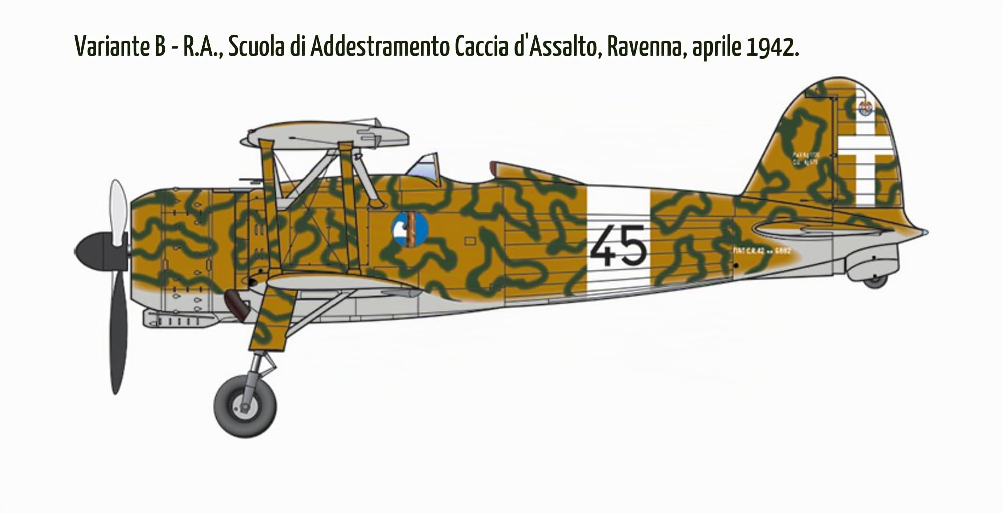 Italeri 2842 FIAT CR.42 Falco Assault/Night Fighter, scala 1:48, Plastic Model Kit/Modello in plastica da montare