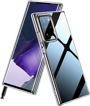 Myosei Galaxy Note 20 Ultra Smartphone Case, Galaxy Note 20 Ultra SCG06 Case, Smartphone Cover, Shock-Absorption, Anti-Scratch, TPU Silicone, Thin, Lightweight, Soft, Clear, Transparent,