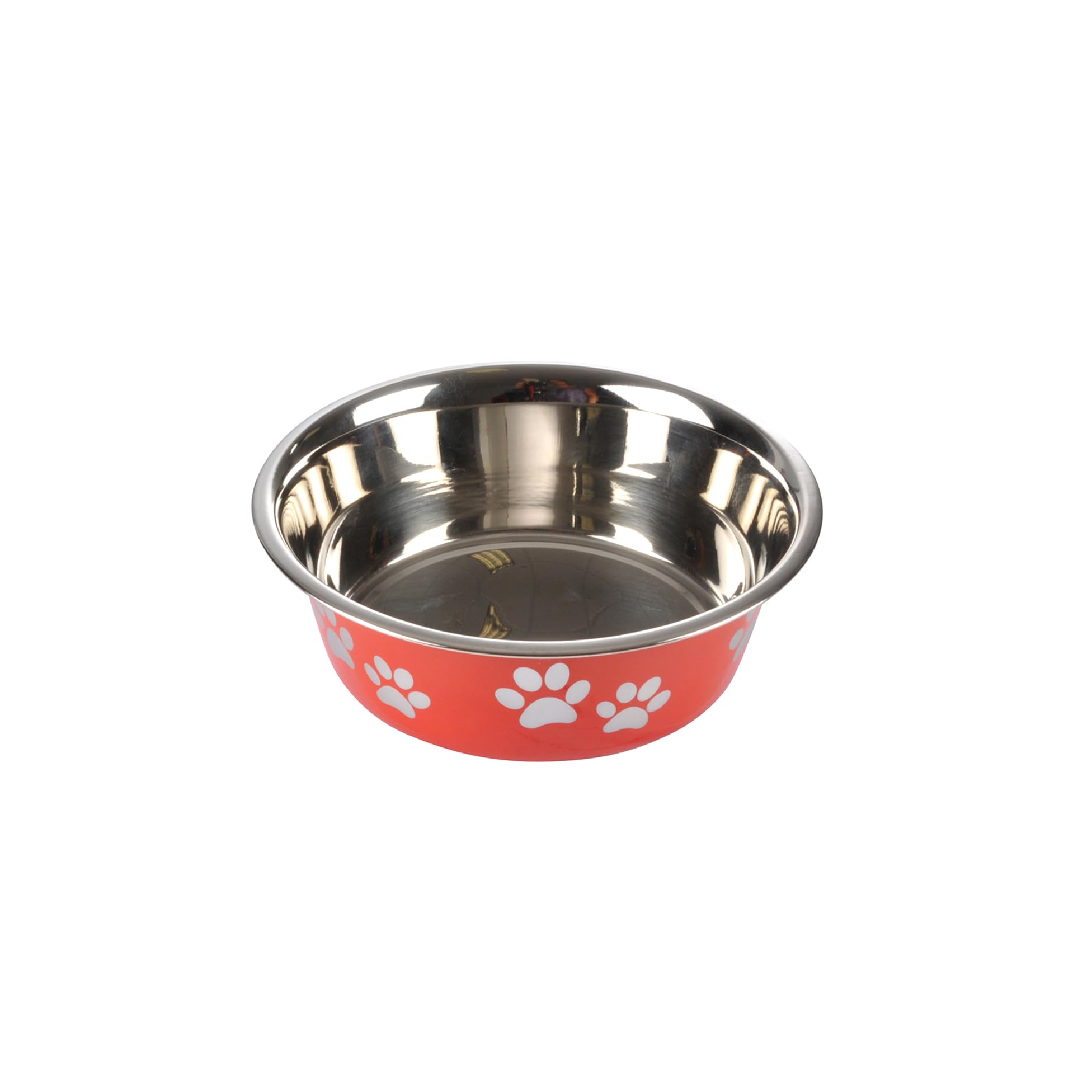 Stainless Steel Bowl with Paw Print Design D17/13cm Glossy Red, 1 Stück (1er Pack)