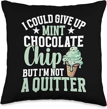 Mint Chocolate Chip Scoop Ice Cream Flavor Mint Ice Throw Pillow