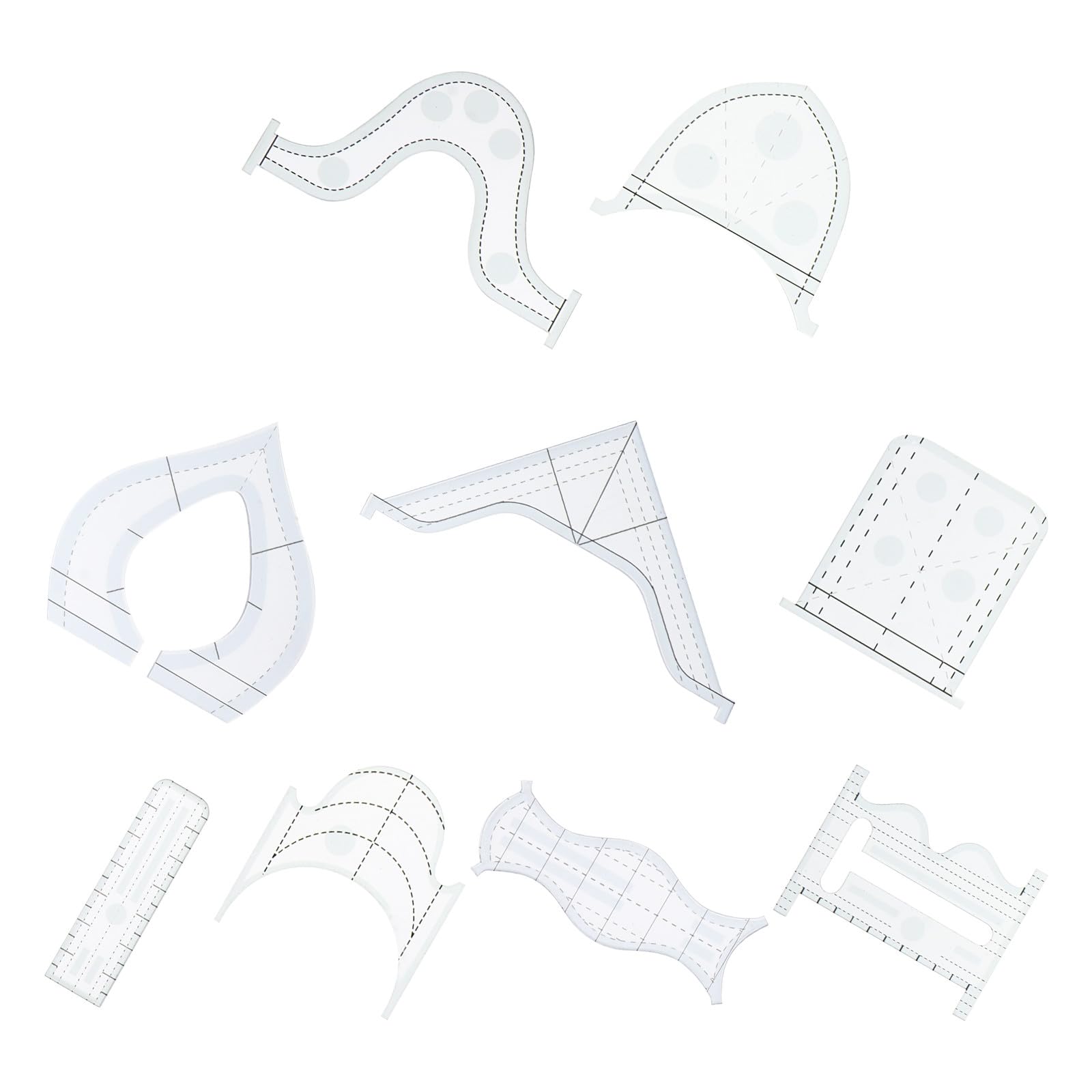 VILLCASE 18piezas Plantilla Acolchado Acrílica Para Costura Regla De Patchwork Para Diseño De Ropa Herramienta Práctica