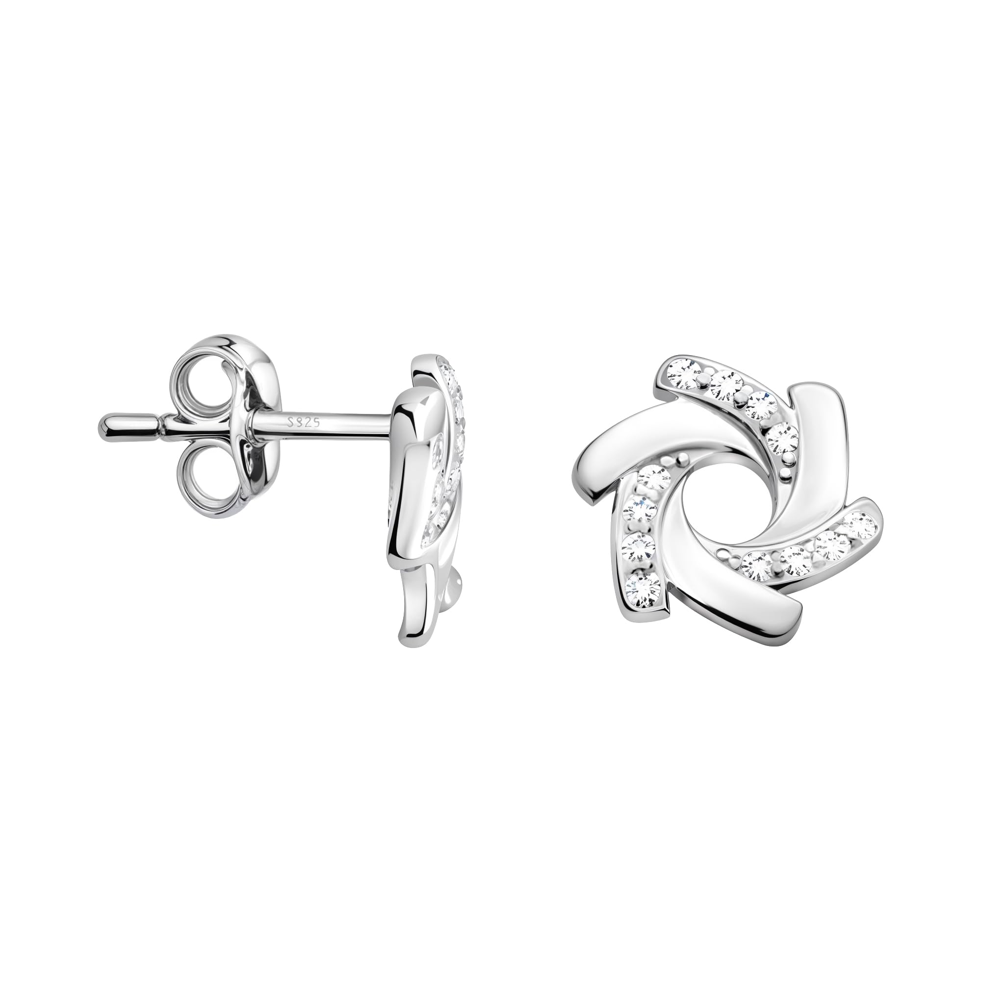 SOFIA MILANI - Orecchini da Donna in Argento 925 - con Pietra Zircone - Orecchini a Perno a Spirale - 20562