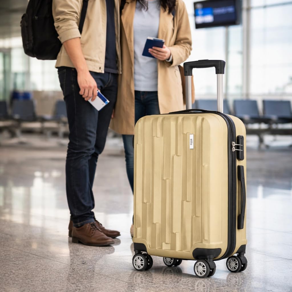 POSH Handgepäck Koffer 55x40x23 cm - Leicht Klein ABS Hartschalenkoffer - Reisekoffer 35L mit Zahlenschloss - Trolley mit 2,5 kg und 360° Leichtlauf Rollen - Für Kurzreisen bis 4 Tage