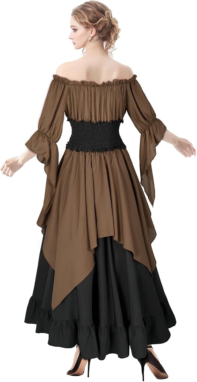 Renaissance Dress Women Medieval Costume Long Sleeve Victorian Dresses - Image 4