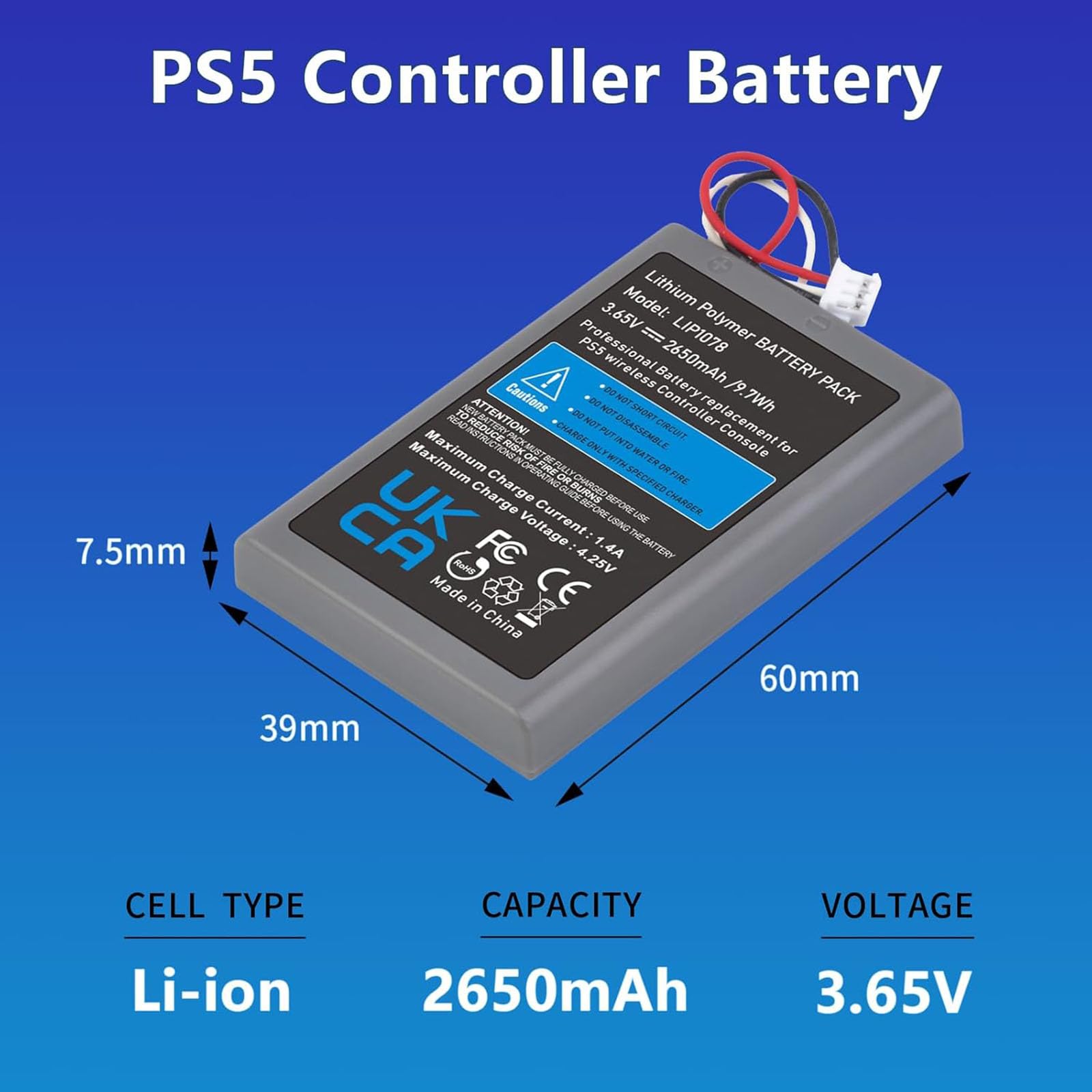 ELLENNE 2X BATTERIA PER CONTROLLER PS5 DUALSENSE GAMEPAD JOYSTICK 2650mAh | BATTERIA PER CONTROLLER PS5 DUALSENSE - GAMEPAD JOYSTICK 2650mAh RICAMBIO NUOVA