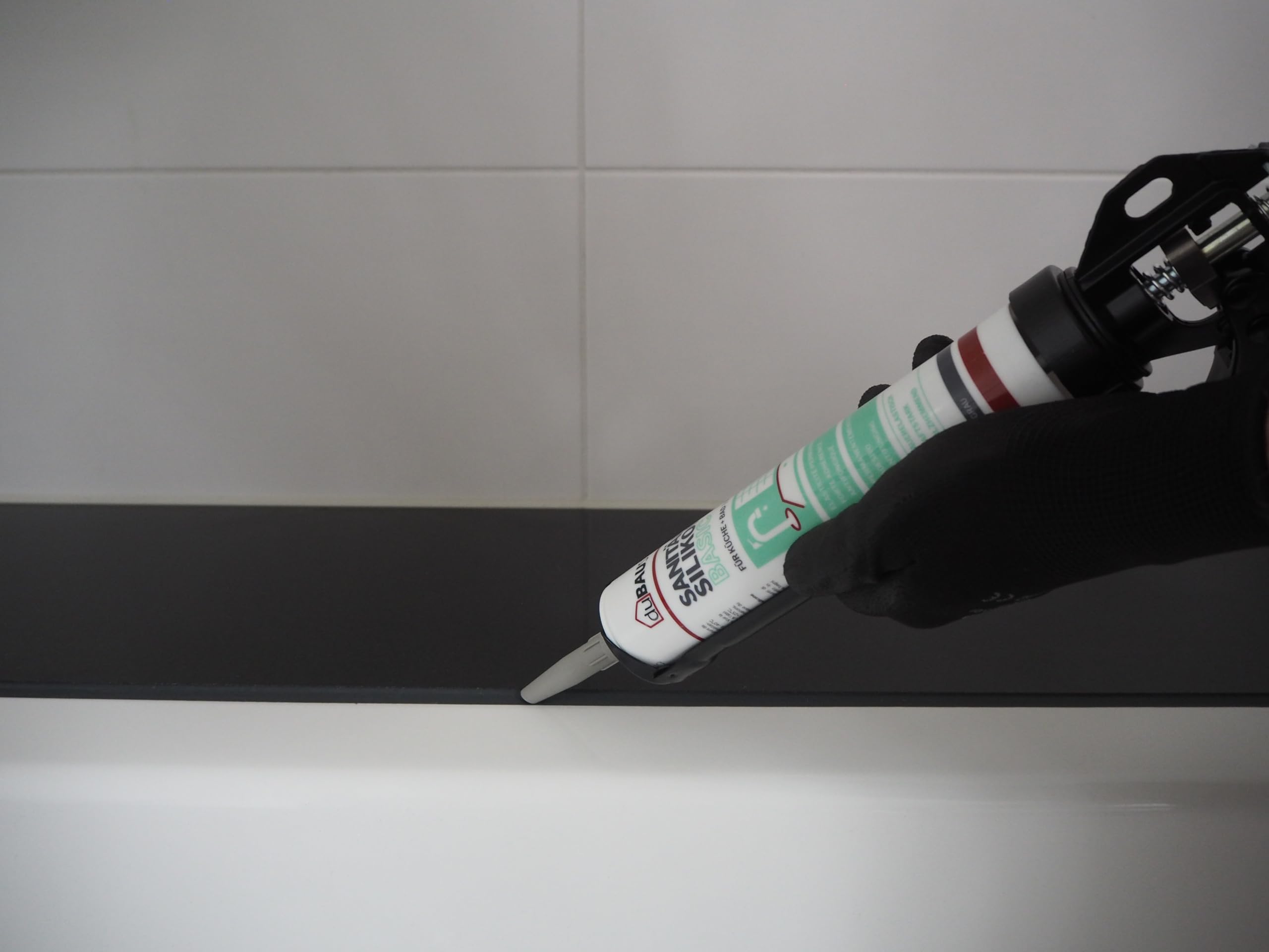 SAB24 Sanitärsilikon Basic elastisch dauernassbeständig schimmelresistent Bad Küche Dusche Feuchträume 300ml Kartusche (grau, 12)