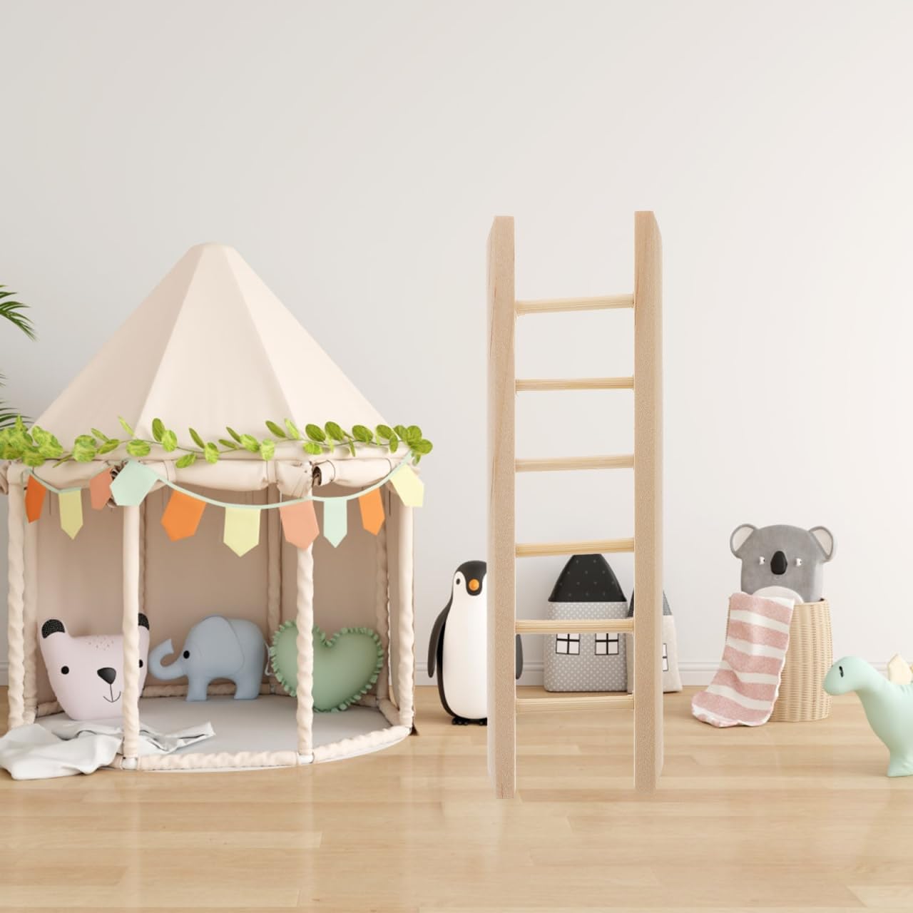 NUOBESTY Mini Wooden Ladder 2 Pcs Dollhouse Mini Ladders 3.93 in Miniature Craft Ladder for Fairy Garden DIY Landscape Model Decoration Dollhouse Furniture Accessory image 3