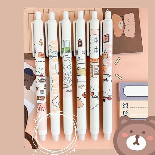 YSSZAM Bolígrafos de gel borrables de oso al azar de 0.020 in, bolígrafos de gel azul, bolígrafos de prensa de dibujos animados, lindos accesorios