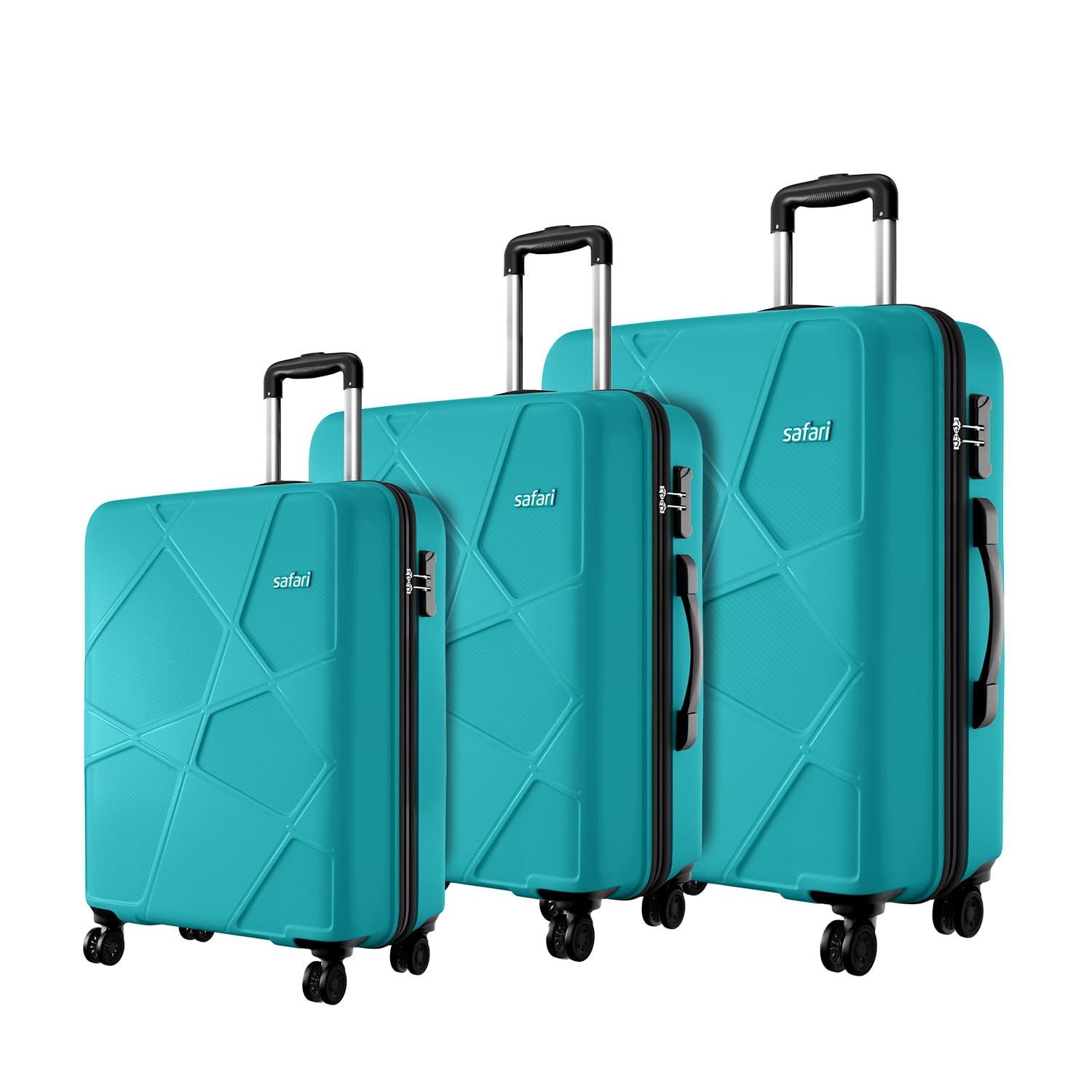 Safari Pentagon Pro 8 Wheels Set of 3 (Cabin + Medium + Large) Trolley